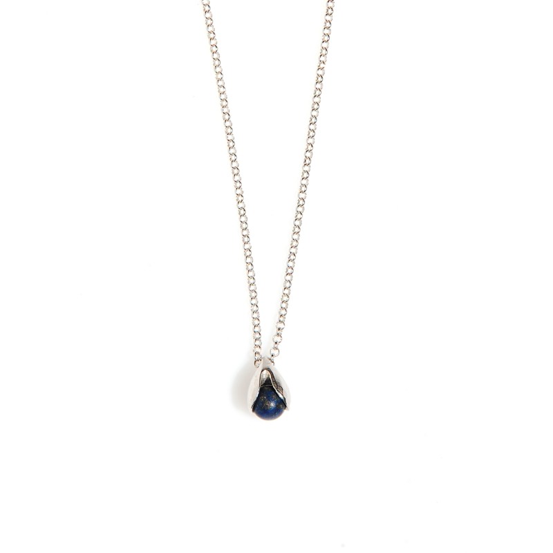  LILY OF THE VALLEY rhodiumplated necklace with lapis lazuli