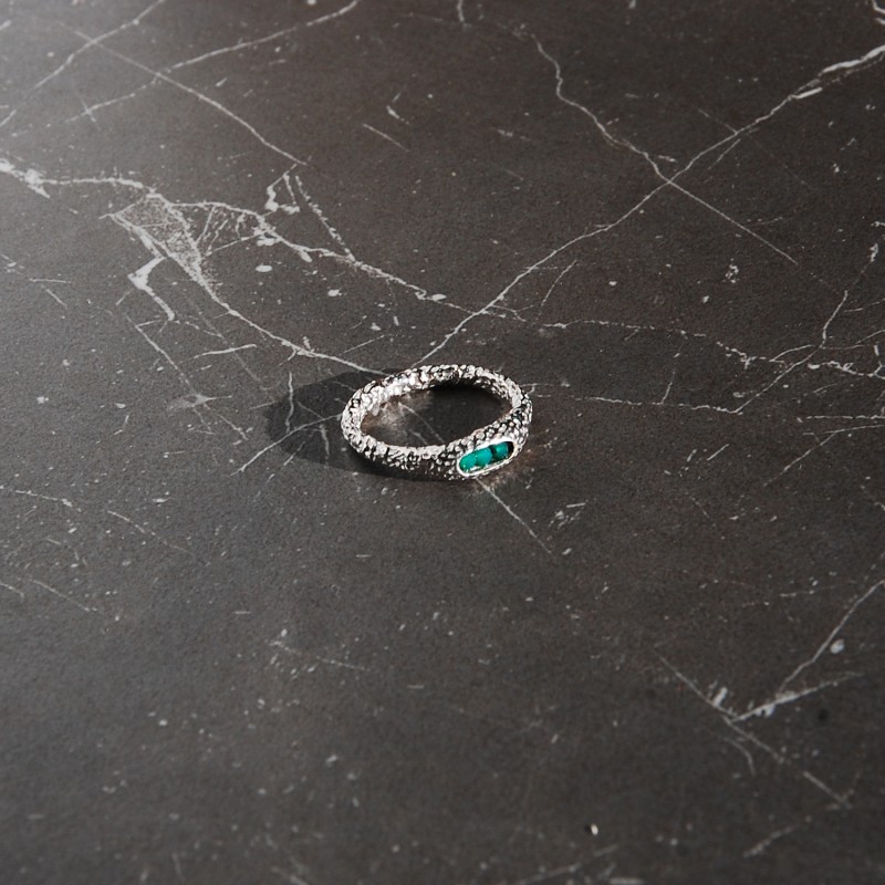 silver ring with green onyx