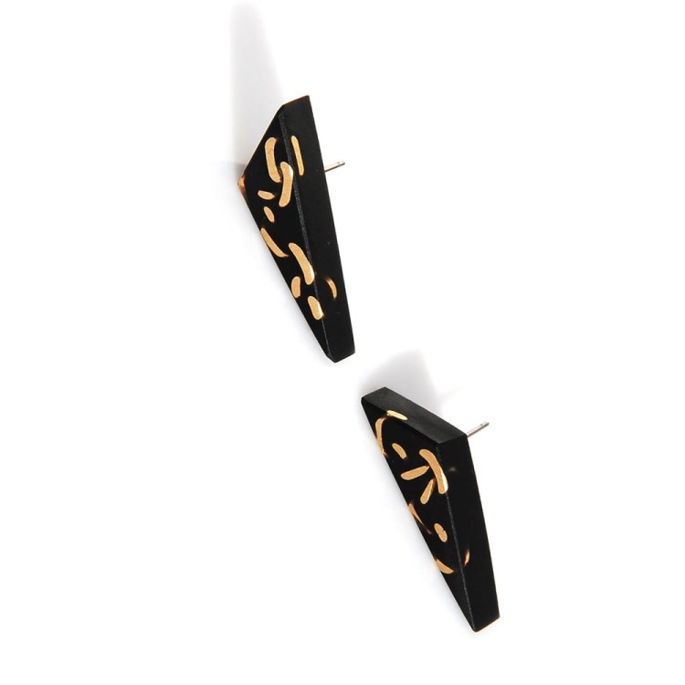 kolczyki trójkąty z mosiądzem