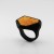 Frame ring with orange Baltic amber framed in matte black resin. ring size 17, Monopolka